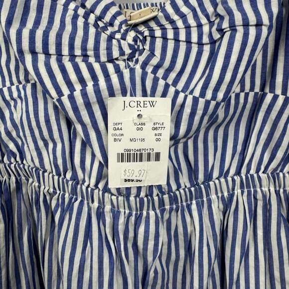 NWT J Crew Factory Blue White Cotton Stripe Tank Dress Size 00 - Picture 6 of 6